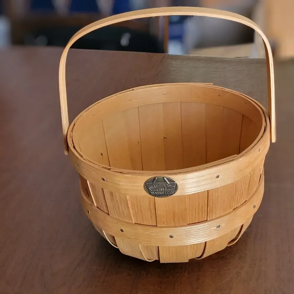 Vintage Peterboro Basket Company Round Basket One Handle Diameter 9